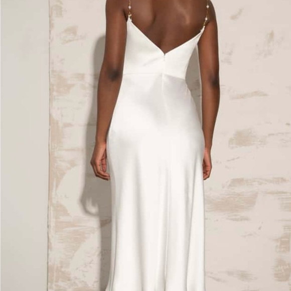 Jenny Yoo Andrea Ivory Satin Midi Dress - Picture 2 of 4